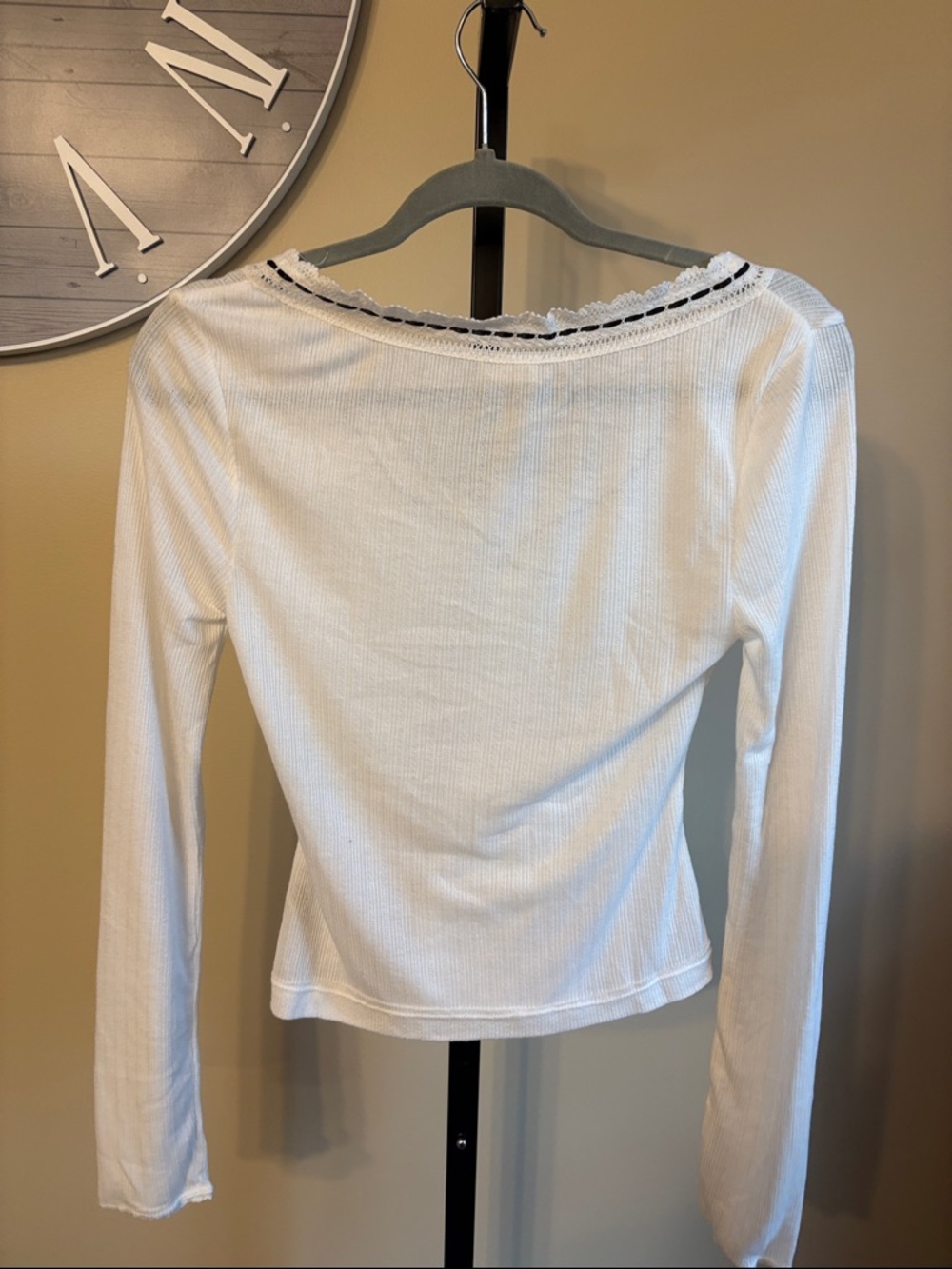 NWT Free People Ribbed V-Neck Long Sleeve Top - Picture 8 of 8